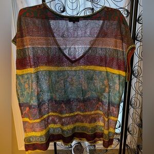 IVKO multicolor striped sheer knit top